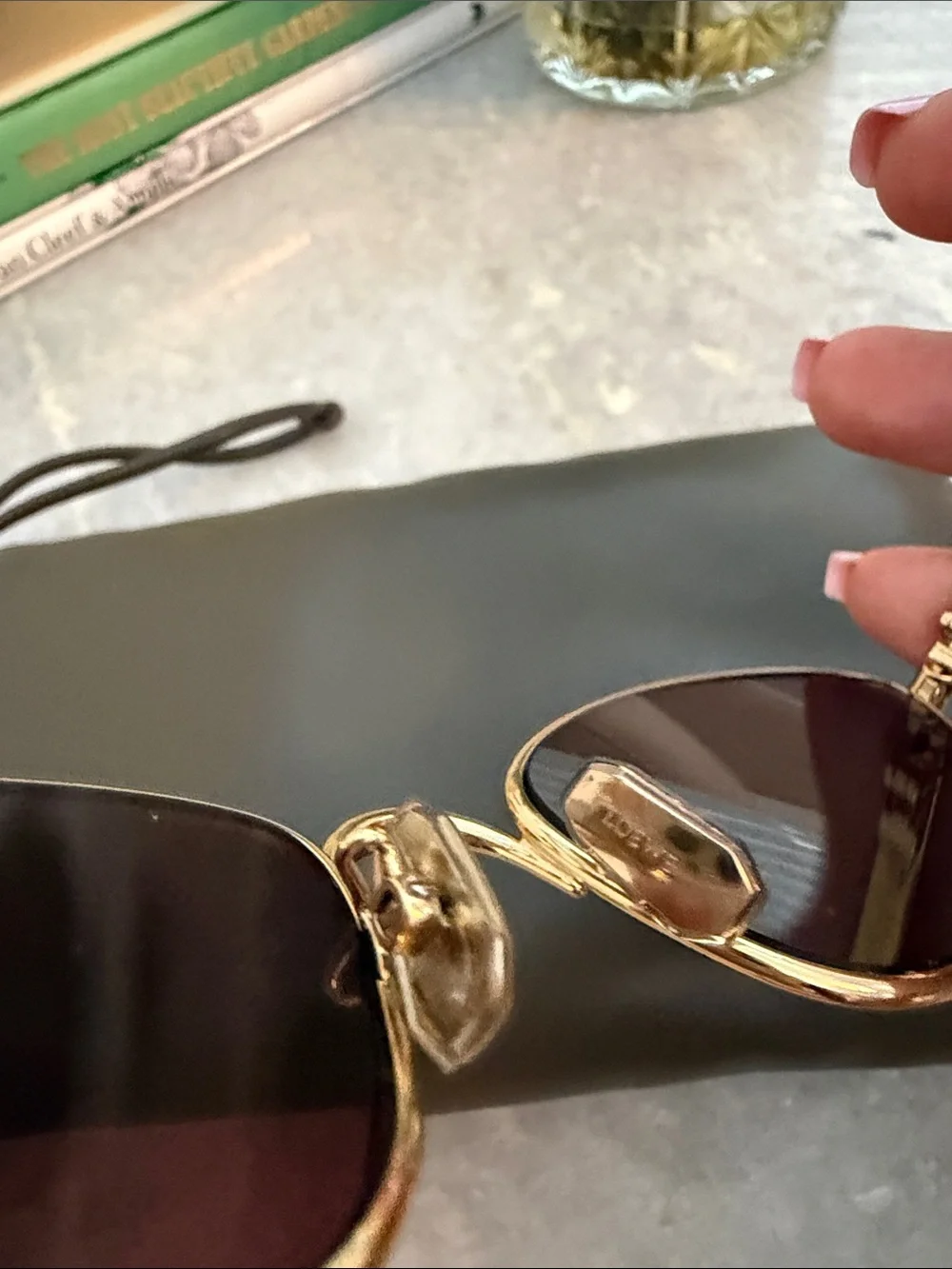 Loewe Gold Frame Sunglasses with Dark Lenses
